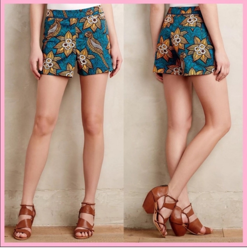 Anthropologie Elevenses Birds of Paradise Floral Print Shorts - Picture 1 of 9